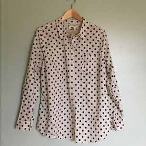 OLD NAVY Polka Dot Navy White Dress Shirt ButtonUp